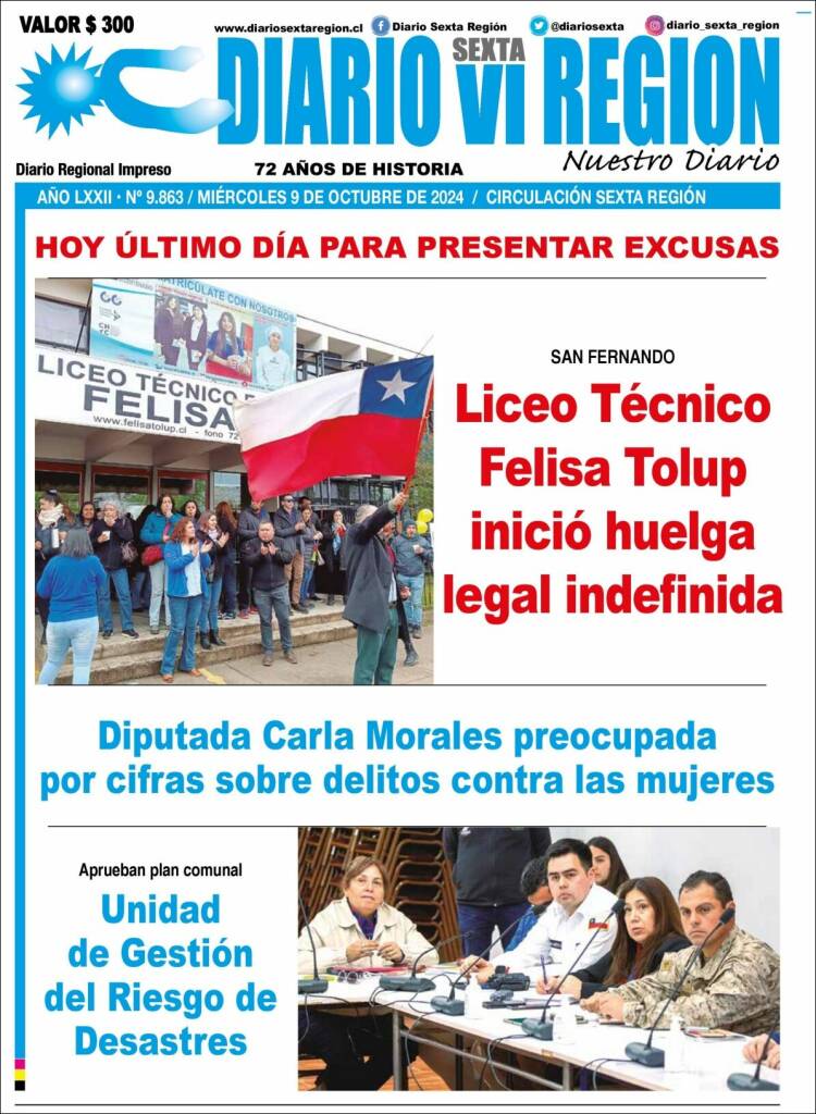Portada de Diario VI Región (Chile)