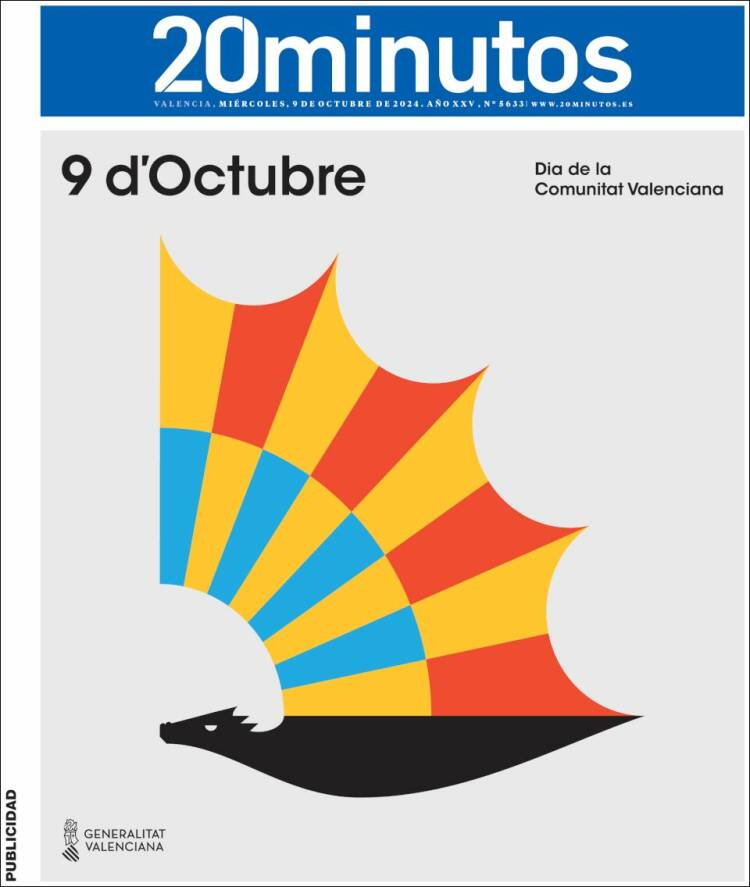 Portada de 20 Minutos - Valencia (España)