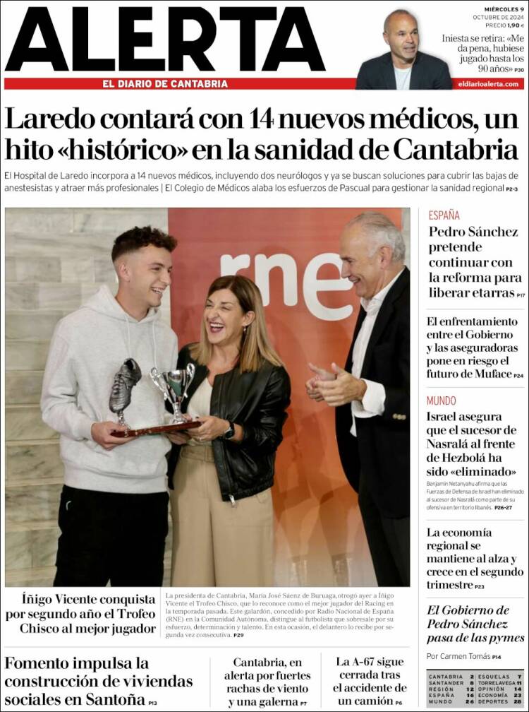 Portada de Alerta - El Diario de Cantabria (España)