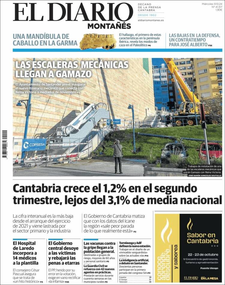 Portada de El Diario Montañés (España)