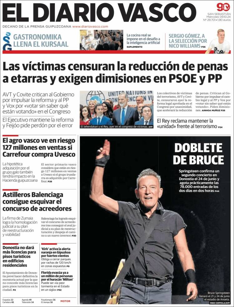 Portada de Diario Vasco (España)