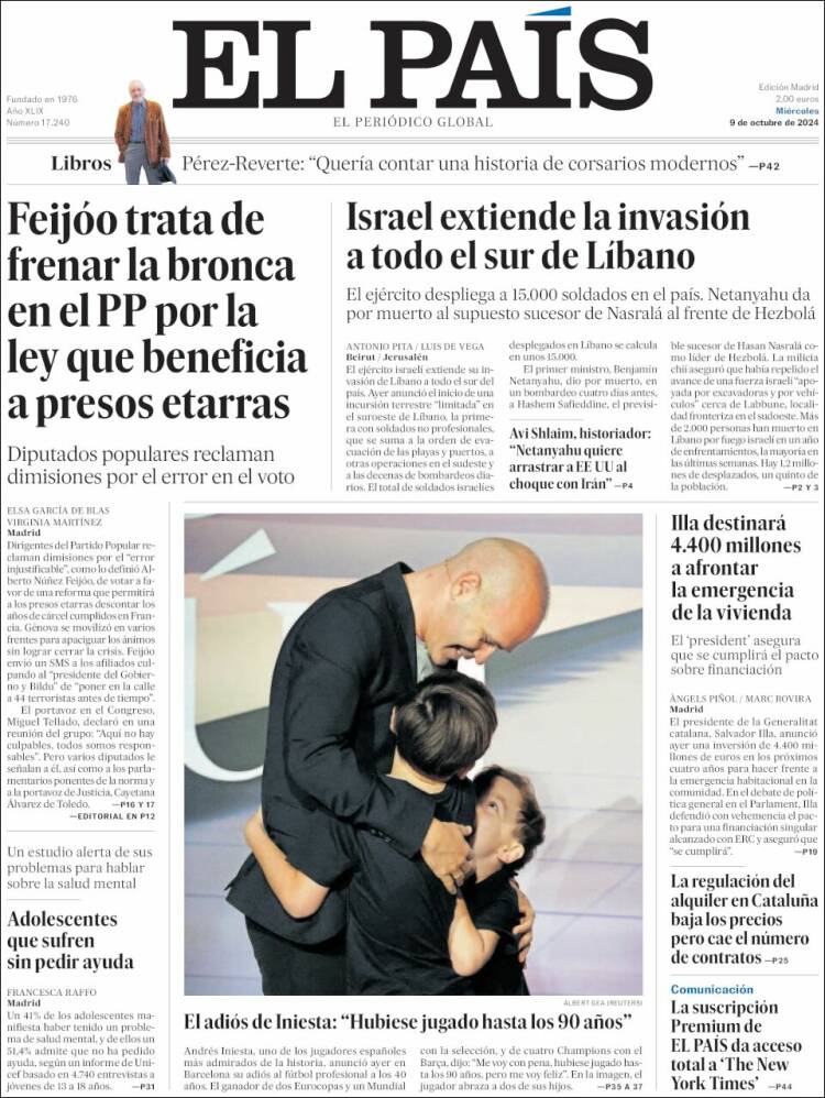 Portada de El País (España)