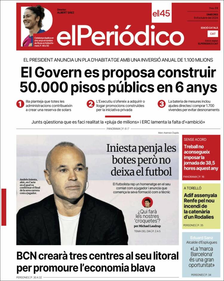Portada de El Periódico de Catalunya (España)