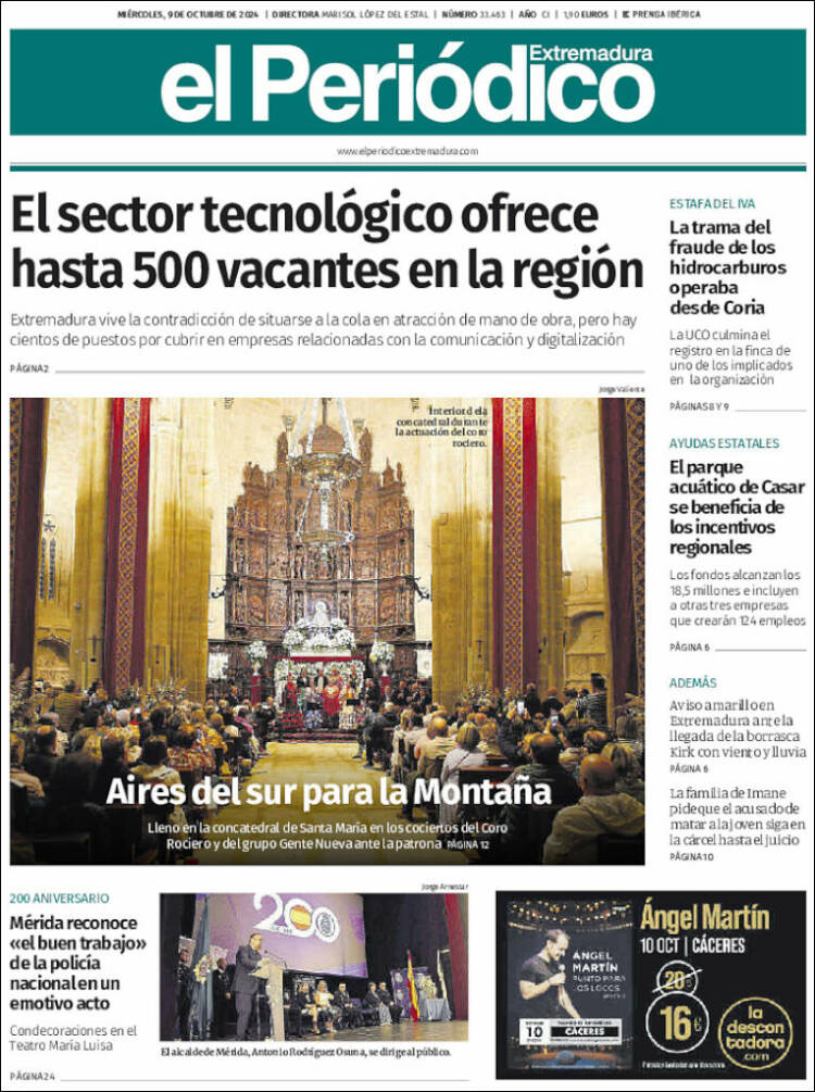 Portada de El Periódico de Extremadura (España)