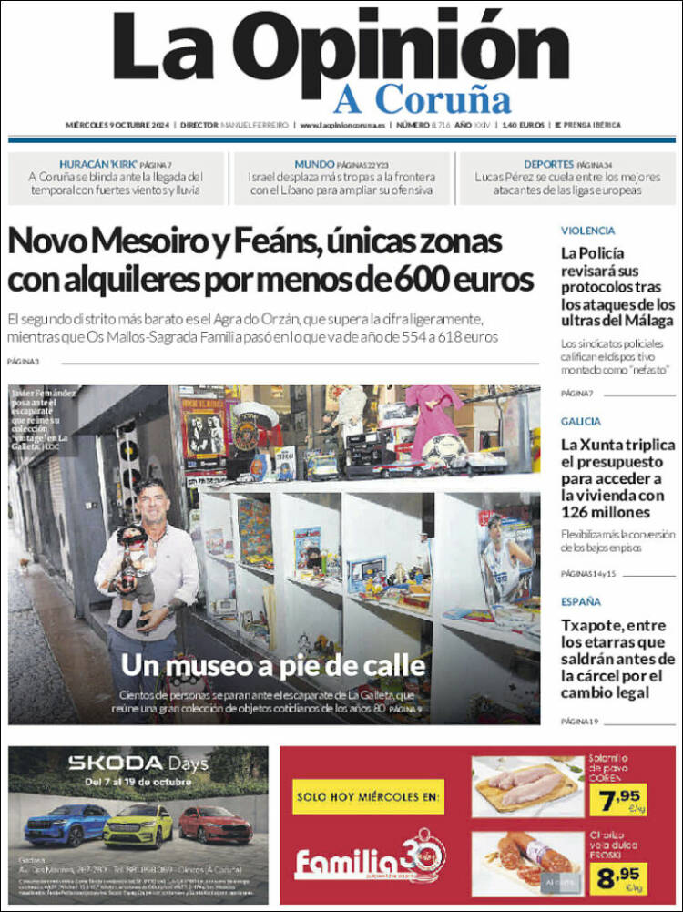 Portada de La Opinión de A Coruña (España)