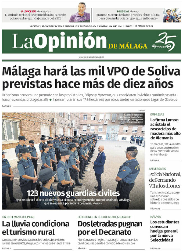 Portada de La Opinión de Málaga (España)