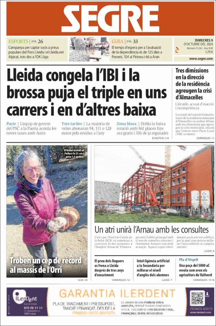 Portada de Segre (España)