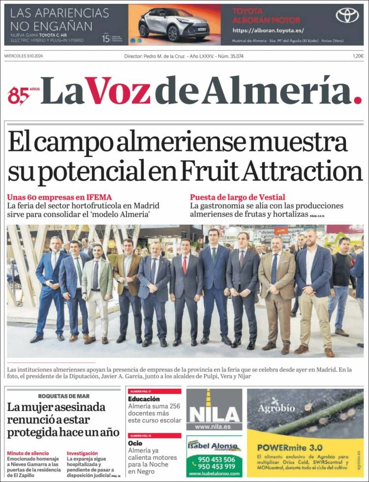 Portada de La Voz de Almería (España)