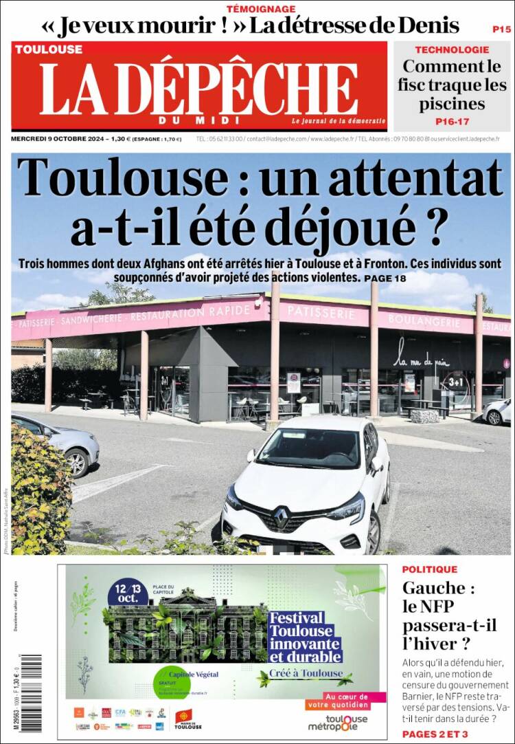 Portada de La Dépêche du Midi (Francia)