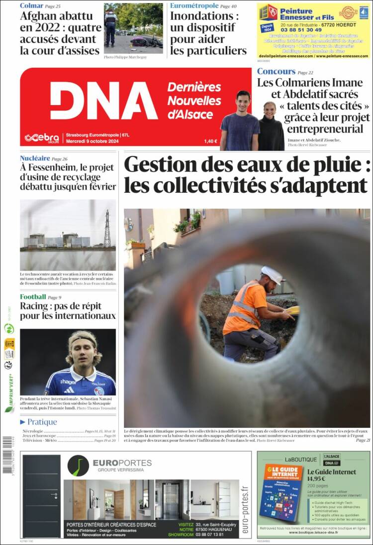Portada de Les Dernières Nouvelles d'Alsace (Francia)