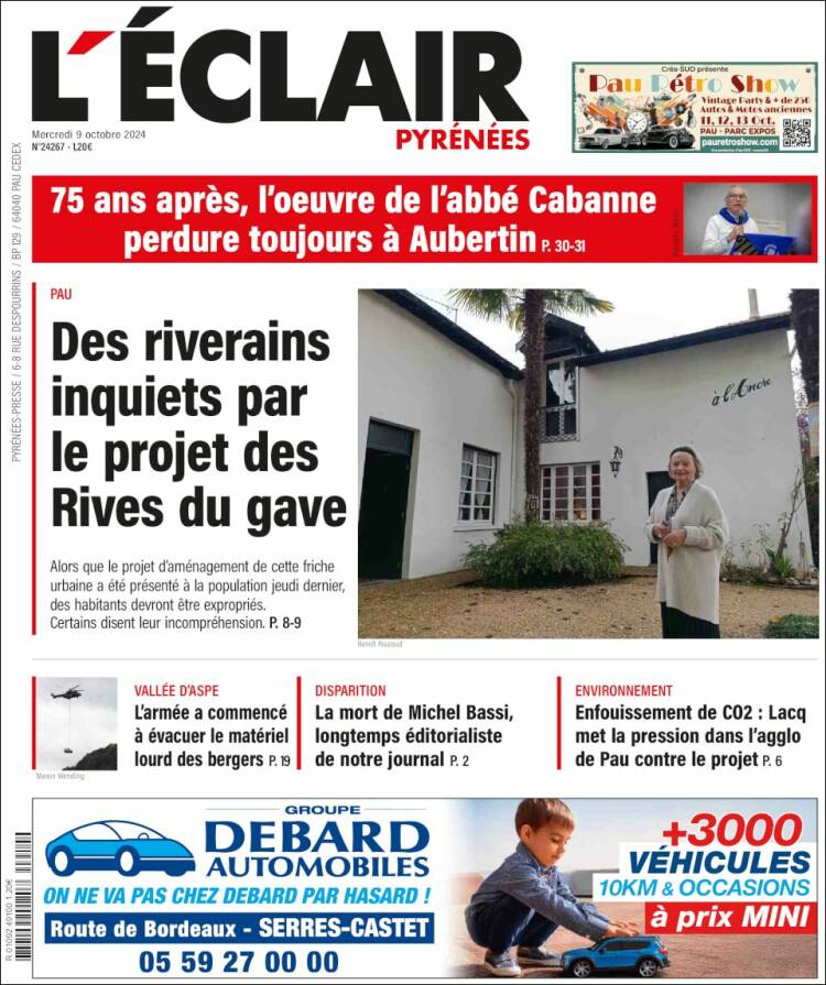 Portada de L'Eclair des Pyrénées (Francia)