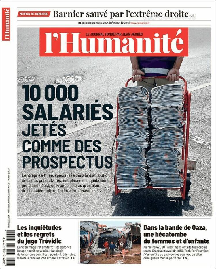 Portada de l'Humanite (Francia)