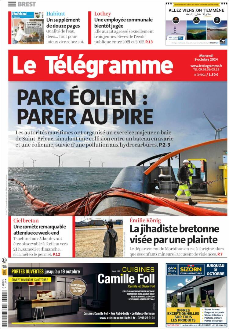 Portada de Télégramme (Francia)