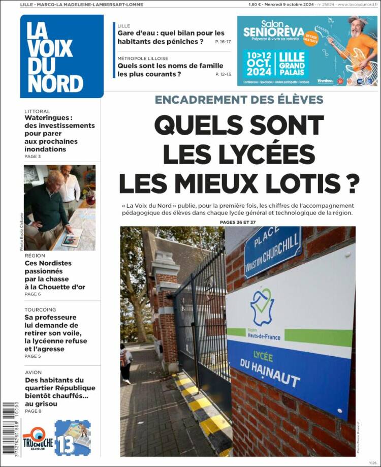 Portada de La Voix du Nord (Francia)