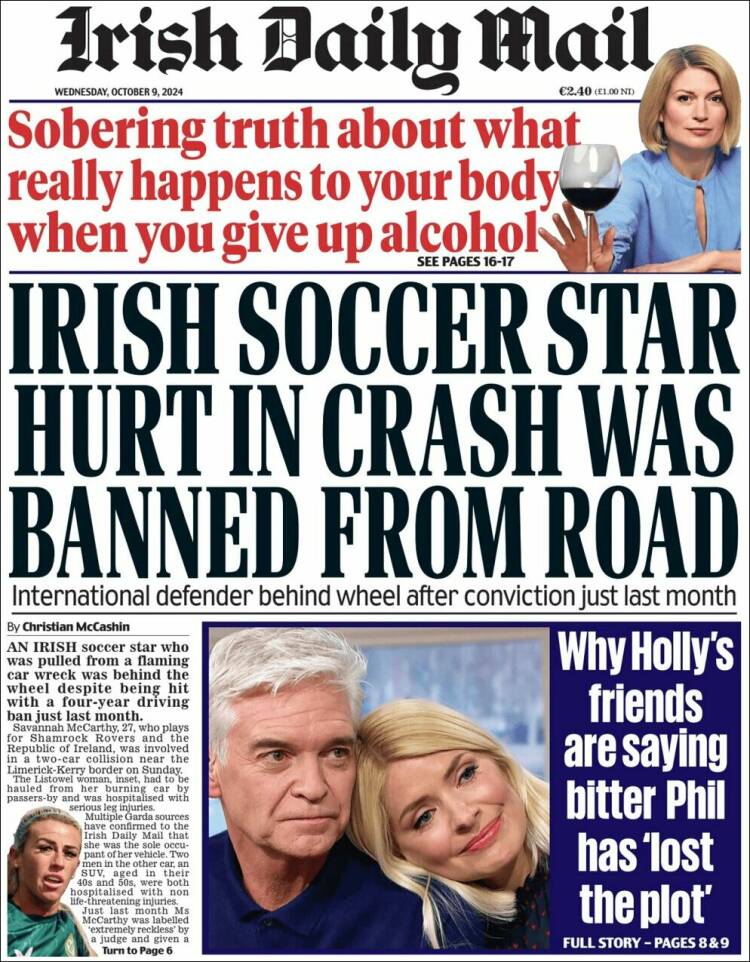 Portada de Irish Daily Mail (Irlanda)