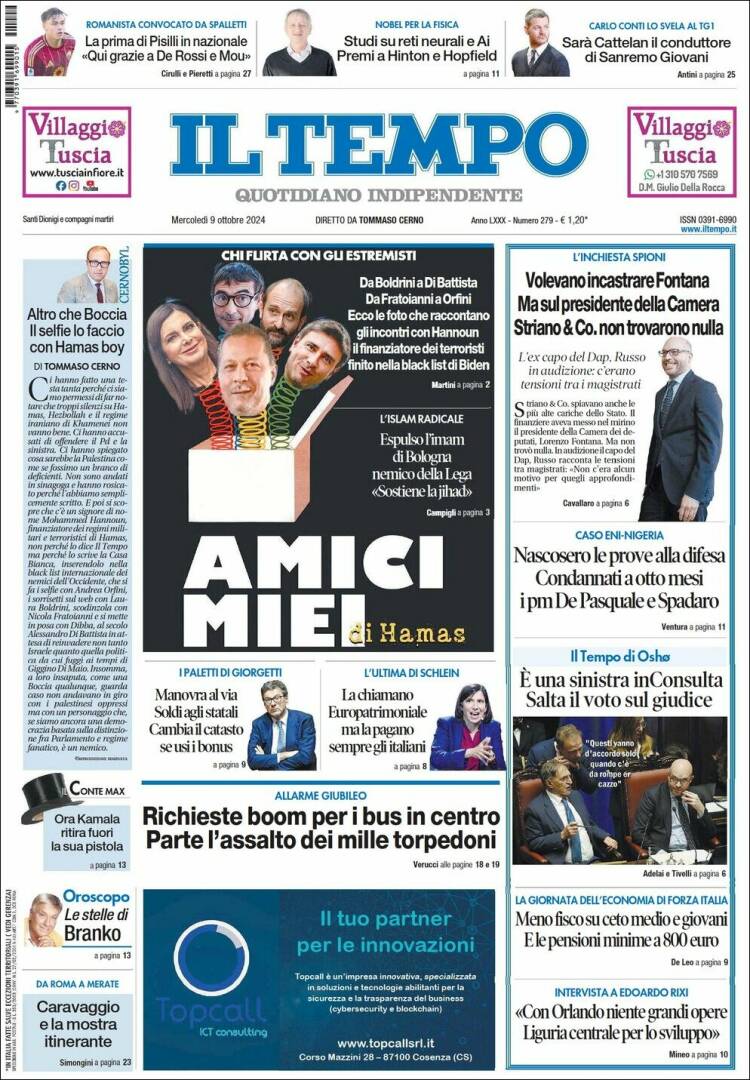 Portada de Il Tempo (Italia)
