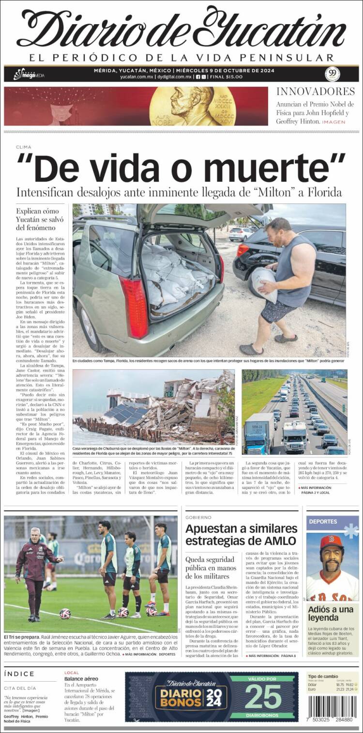 Portada de Diario de Yucatán (México)