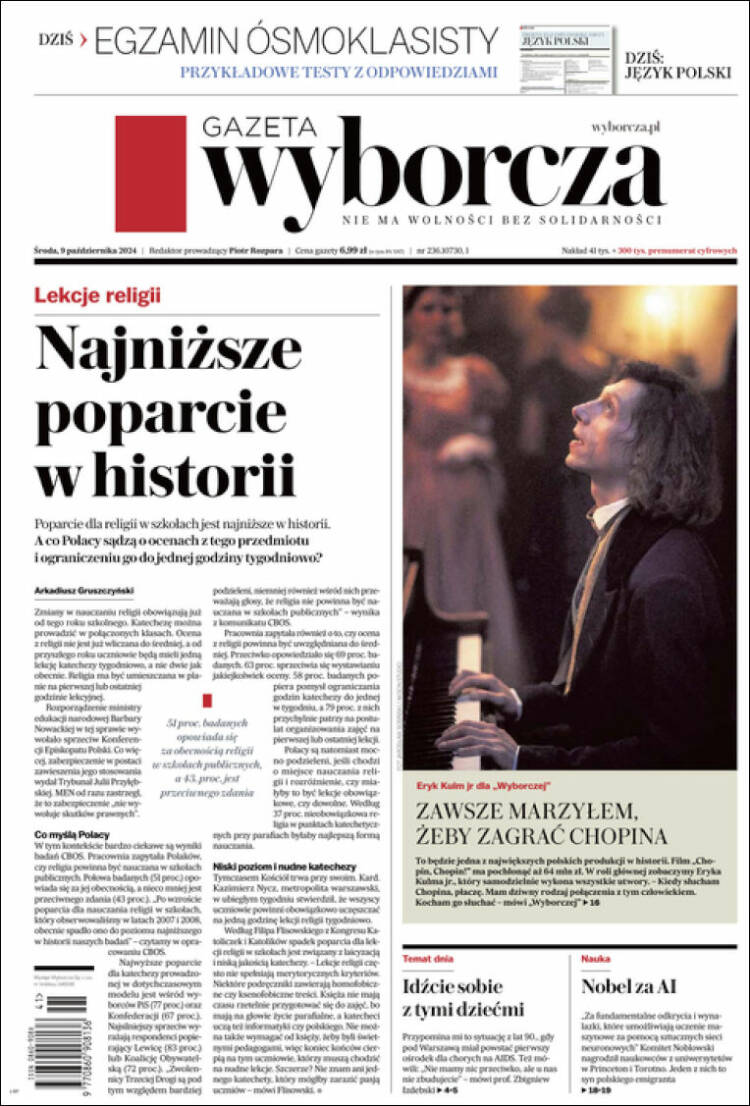 Portada de Gazeta Wyborcza (Polonia)