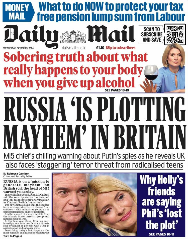 Portada de Daily Mail (Reino Unido)