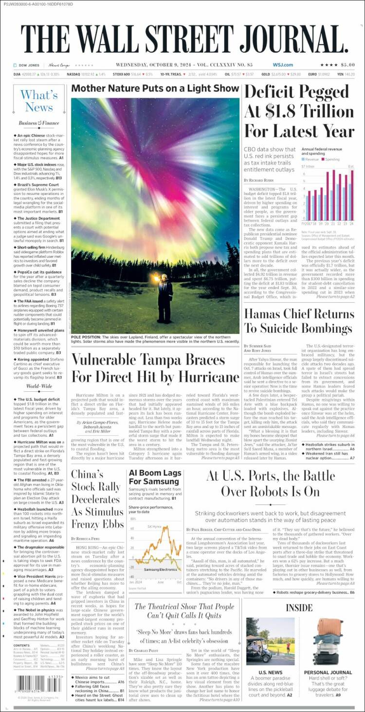 Portada de Wall Street Journal (USA)