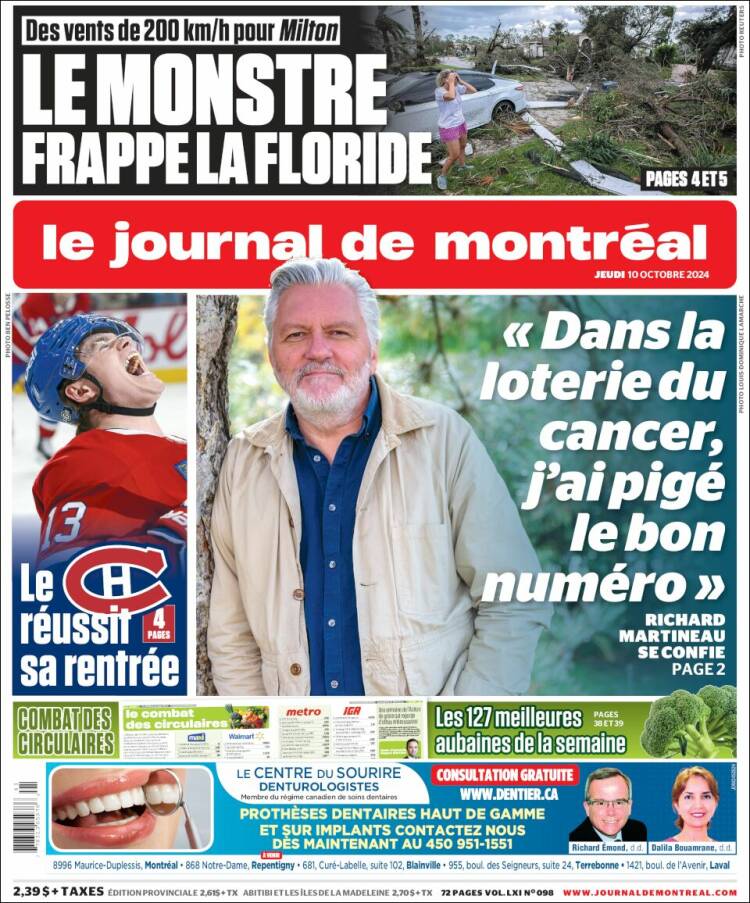 Portada de Le Journal de Montréal (Canada)