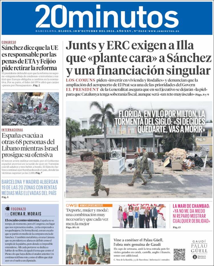 Portada de 20 Minutos - Barcelona (Spain)
