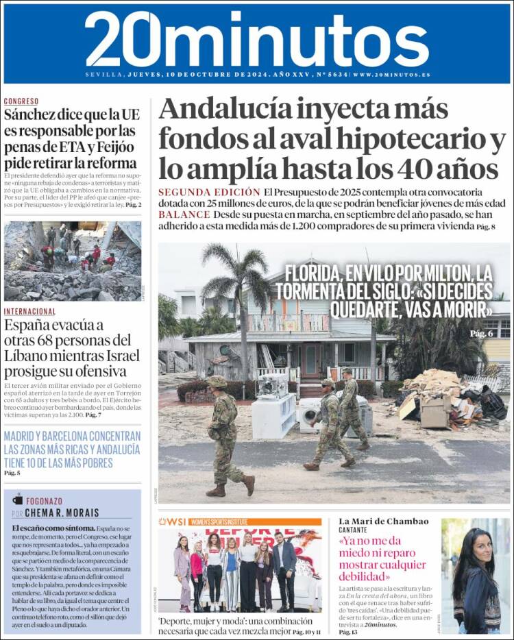 Portada de 20 Minutos - Sevilla (Spain)