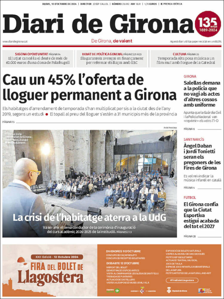 Portada de Diari de Girona (Spain)