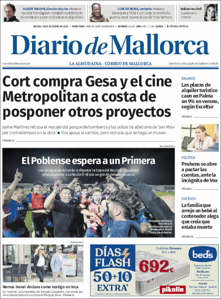 Portada de Diario de Mallorca (Spain)