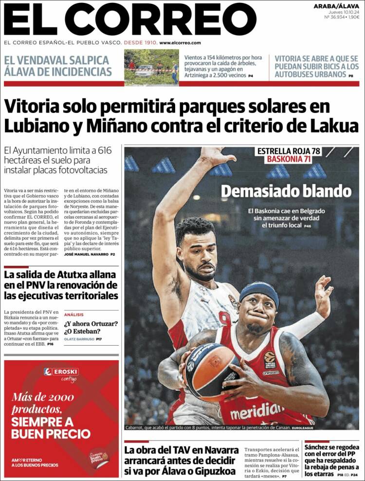 Portada de El Correo - Álava (Spain)