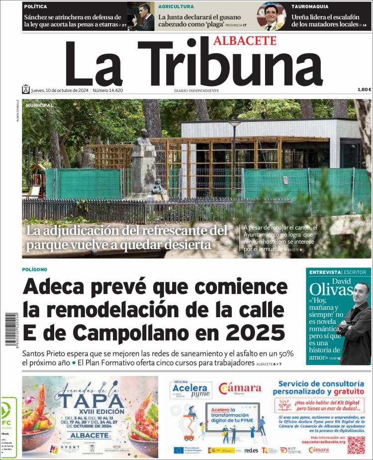 Portada de La Tribuna de Albacete (Spain)