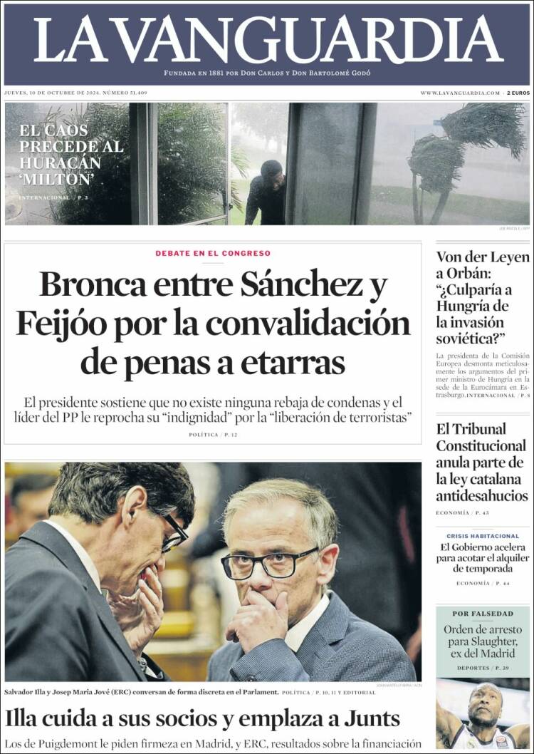 Portada de La Vanguardia (Spain)