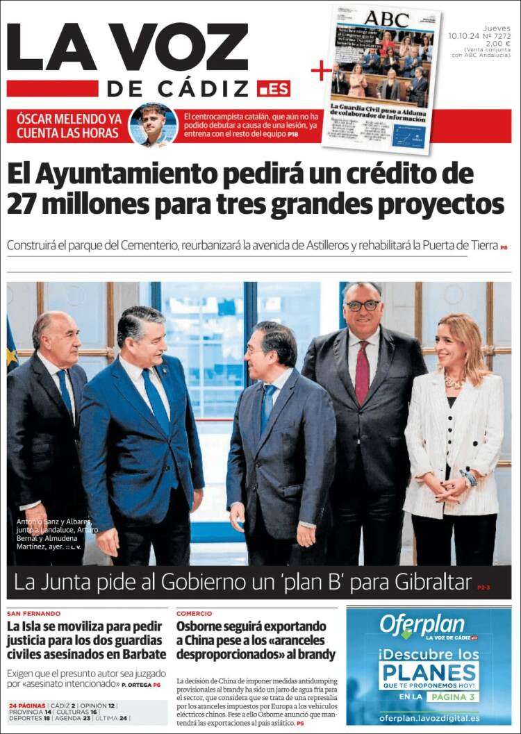 Portada de La Voz de Cádiz (Spain)