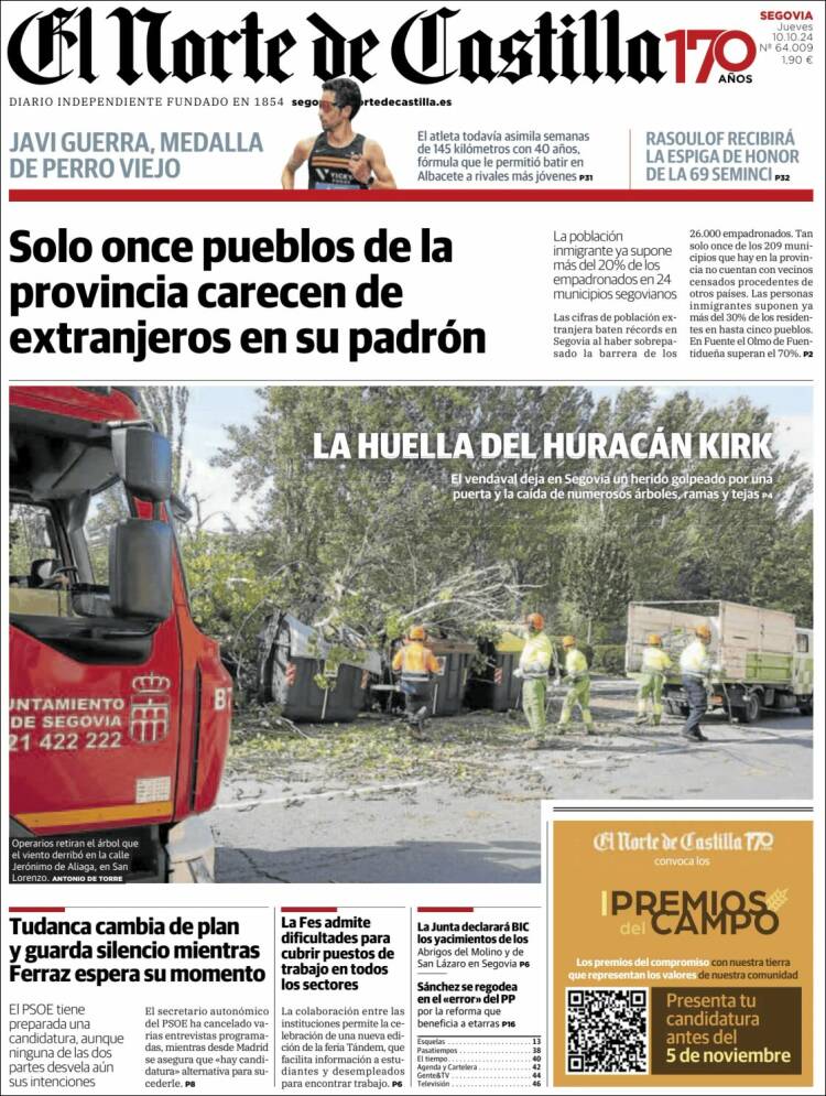 Portada de Norte de Castilla - Segovia (Spain)