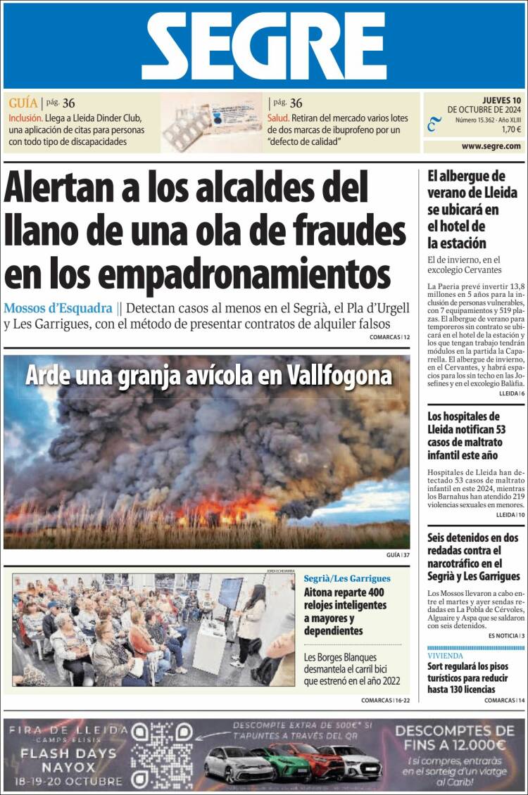 Portada de Segre  (Spain)