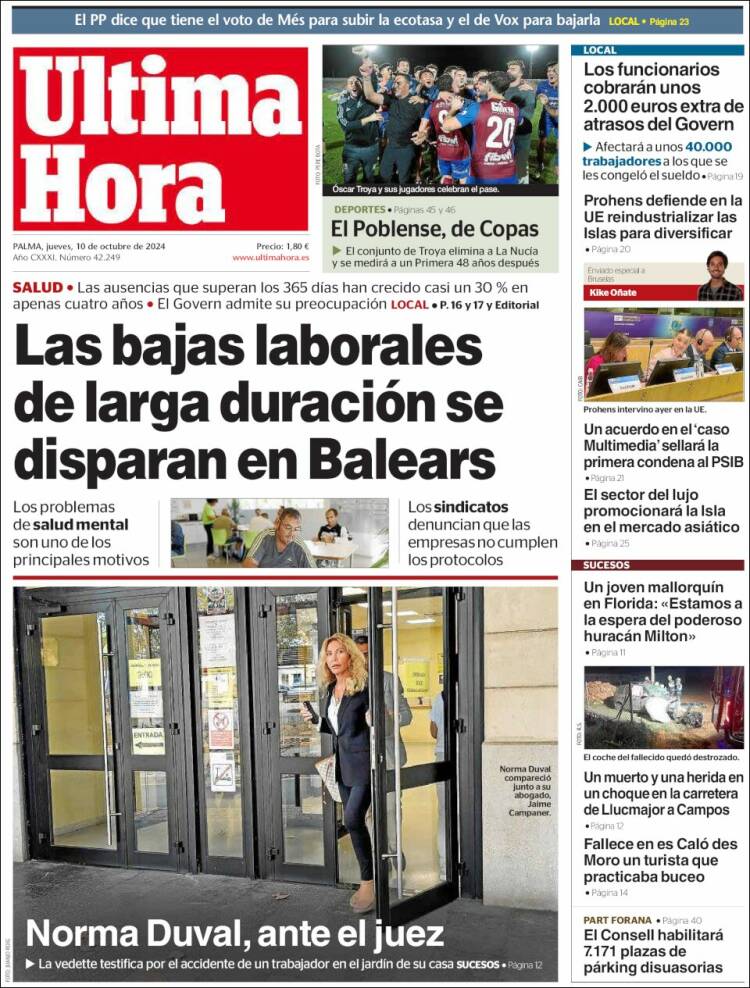 Portada de Última Hora (Spain)
