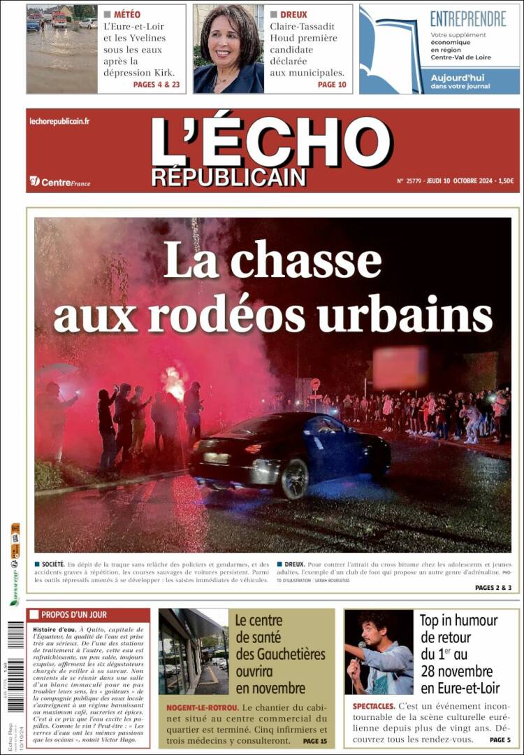 Portada de L'Echo Républicain (Francia)
