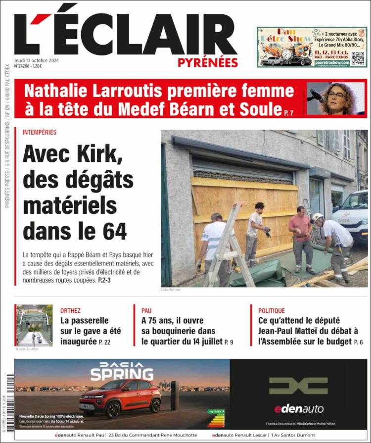 Portada de L'Eclair des Pyrénées (Francia)