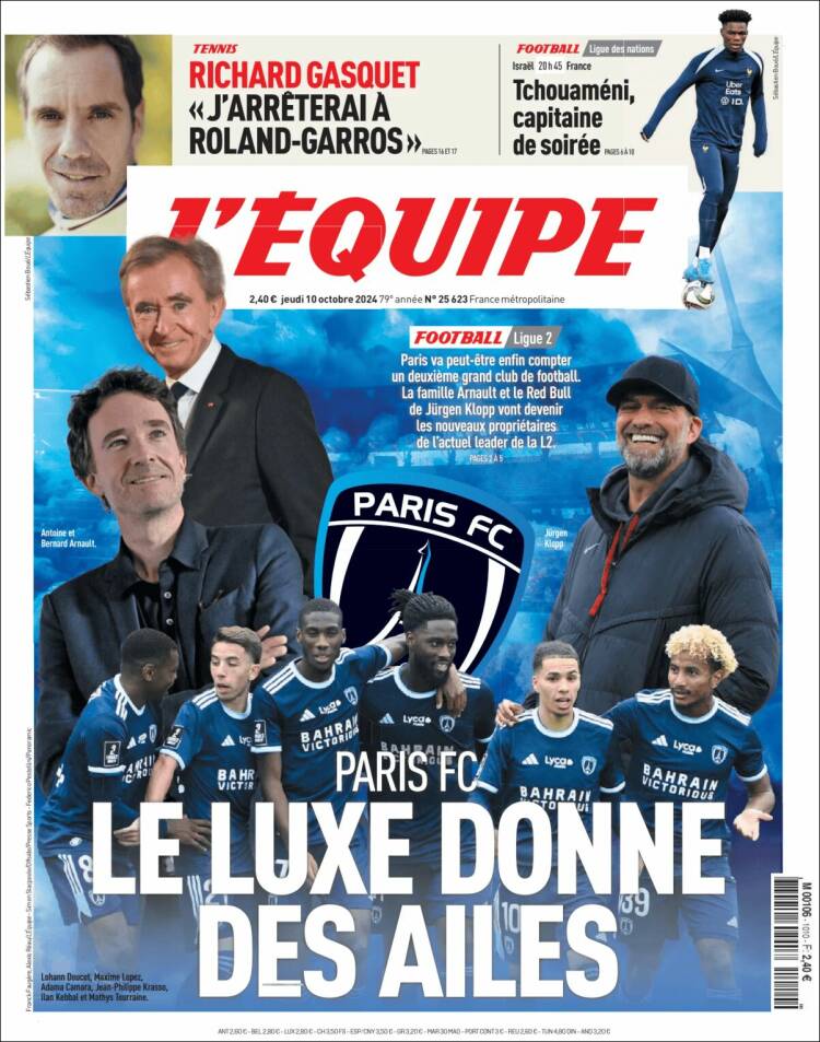 Portada de L'Equipe (Francia)