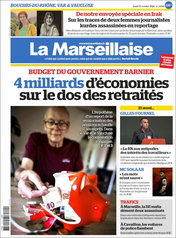 Portada de La Marseillaise (Francia)
