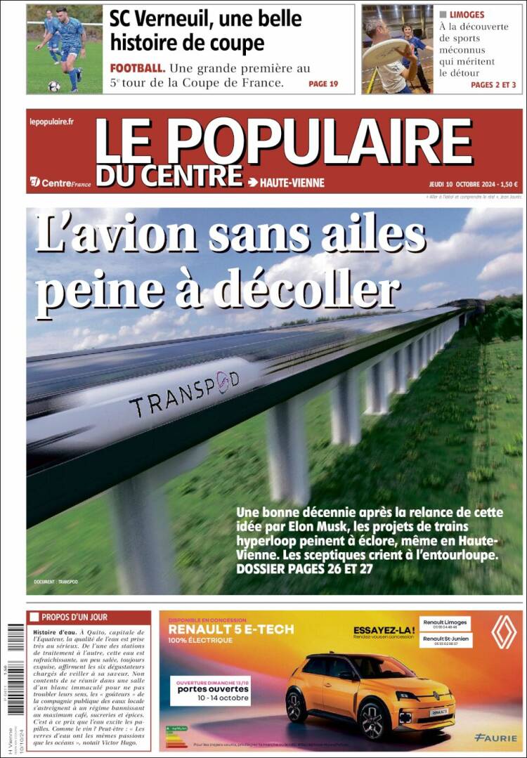 Portada de Le Populaire du Centre (Francia)