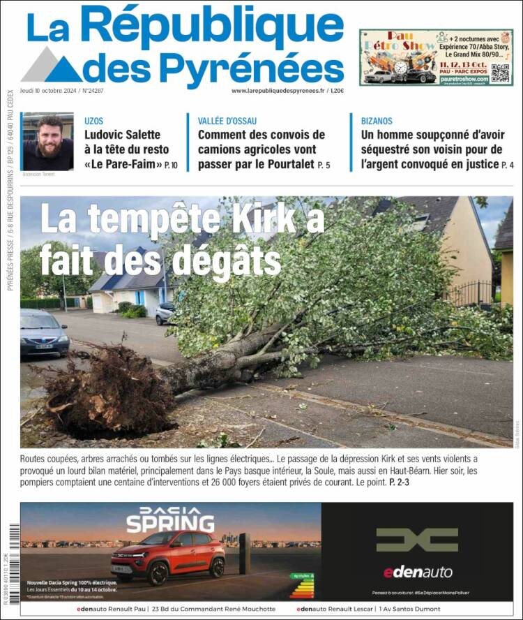 Portada de La République des Pyrénées (Francia)