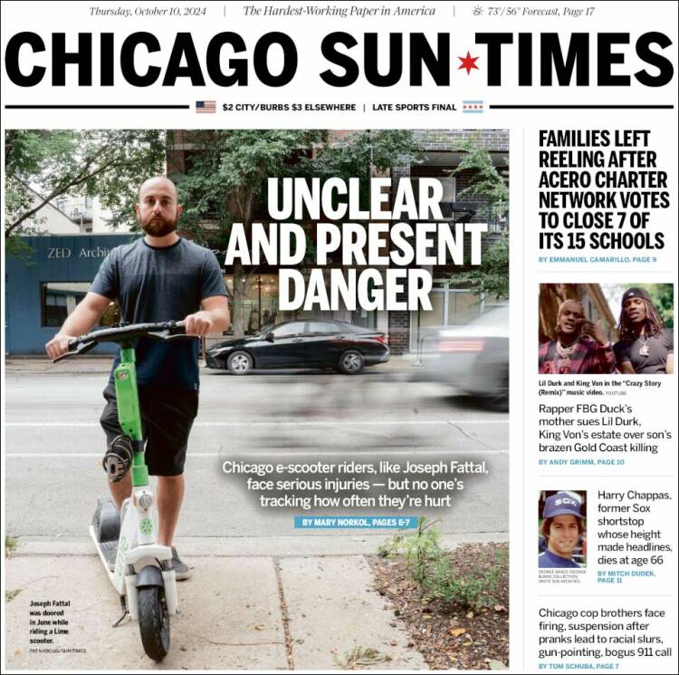 Portada de Chicago Sun-Times (USA)