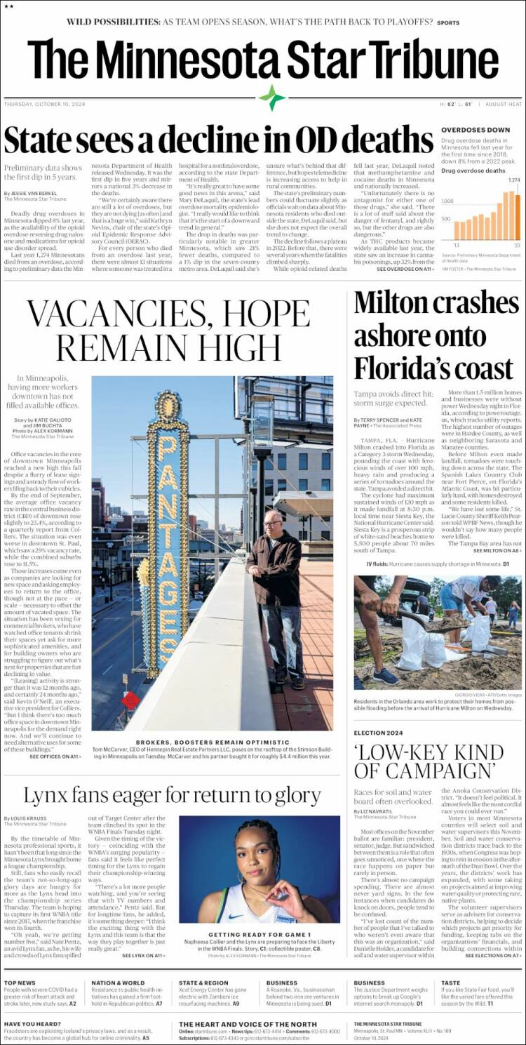 Portada de Star Tribune (USA)