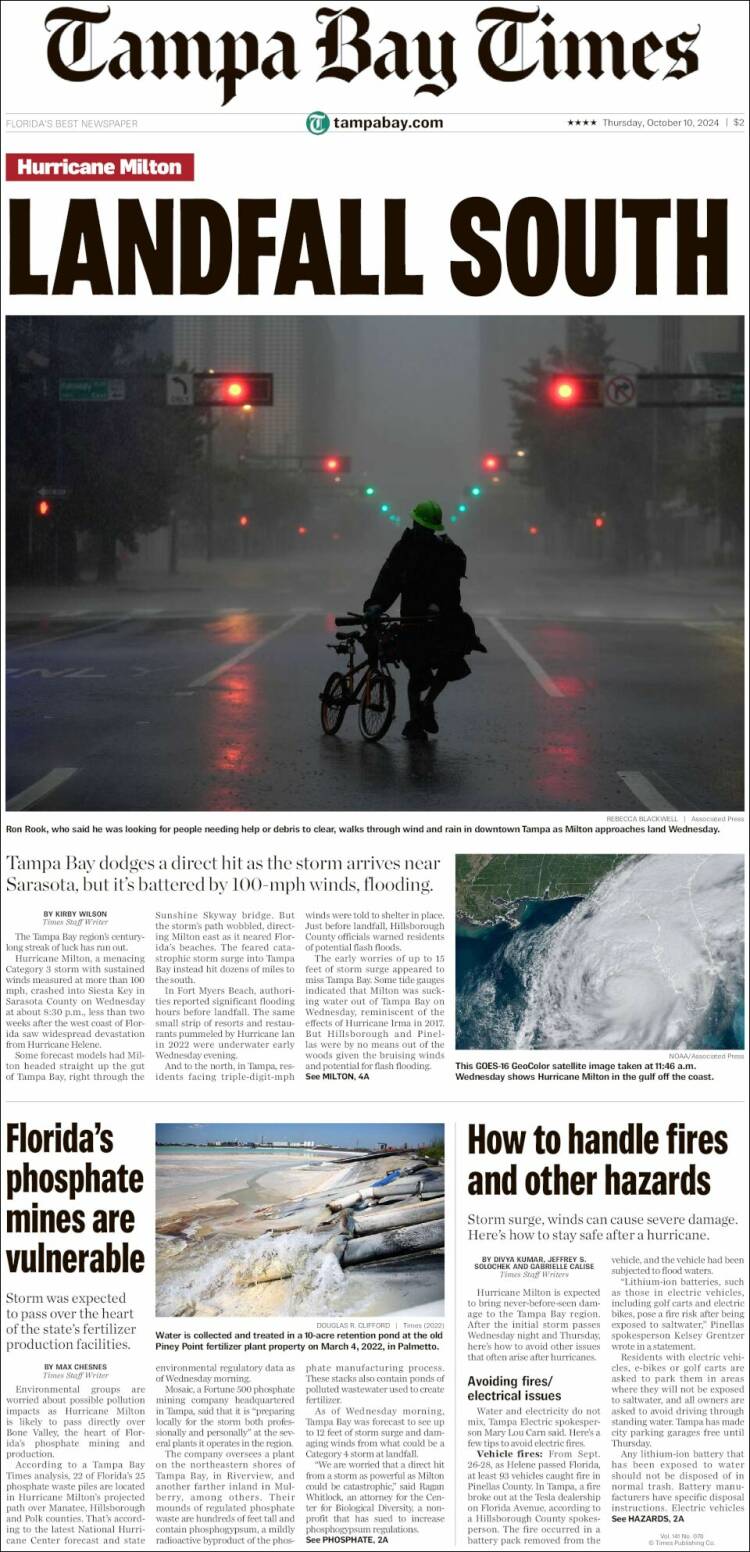Portada de Tampa Bay Times (USA)