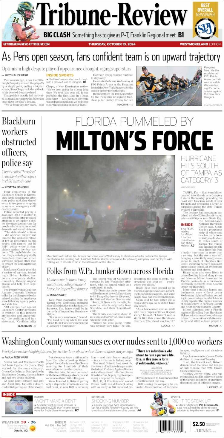 Portada de Tribune-Review (USA)
