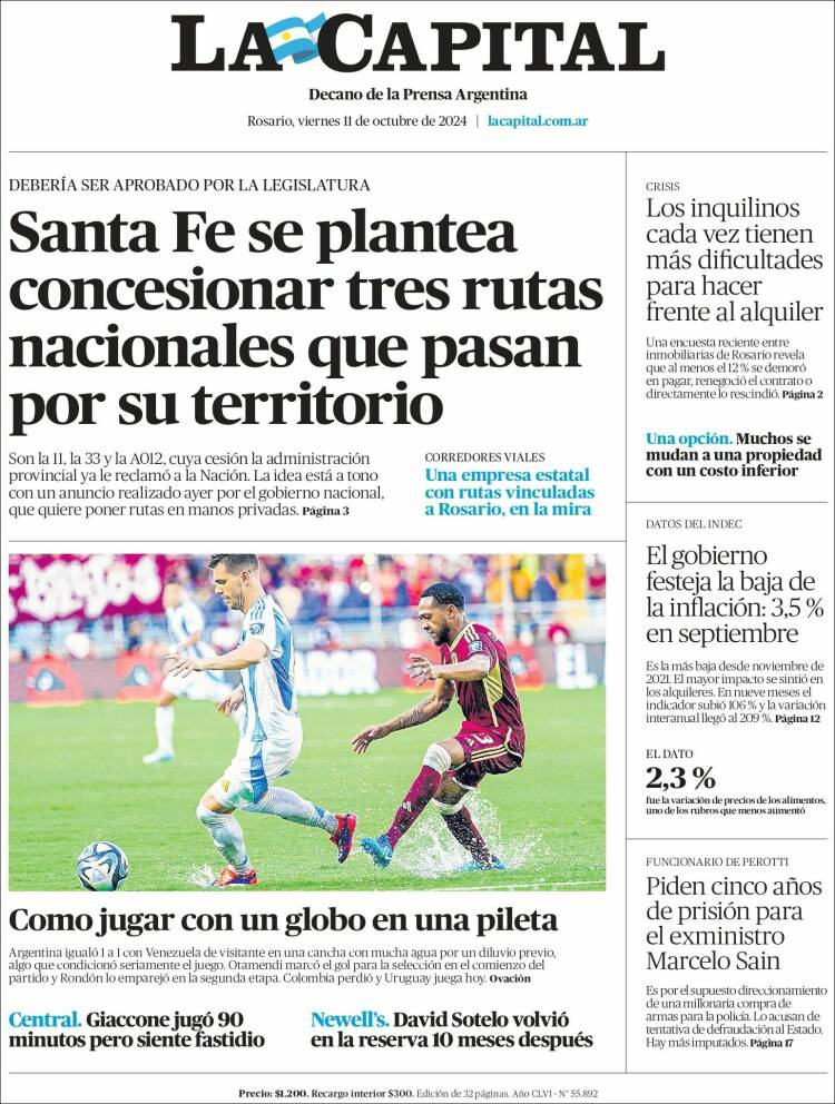 Portada de La Capital - Rosario (Argentina)