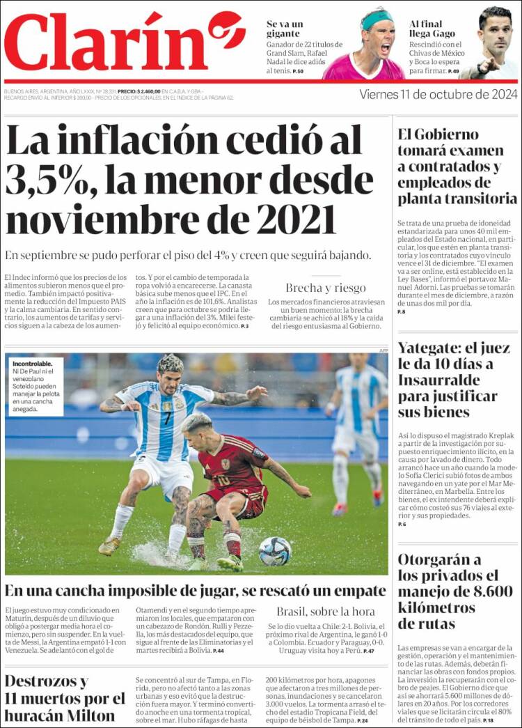 Portada de Clarín (Argentina)