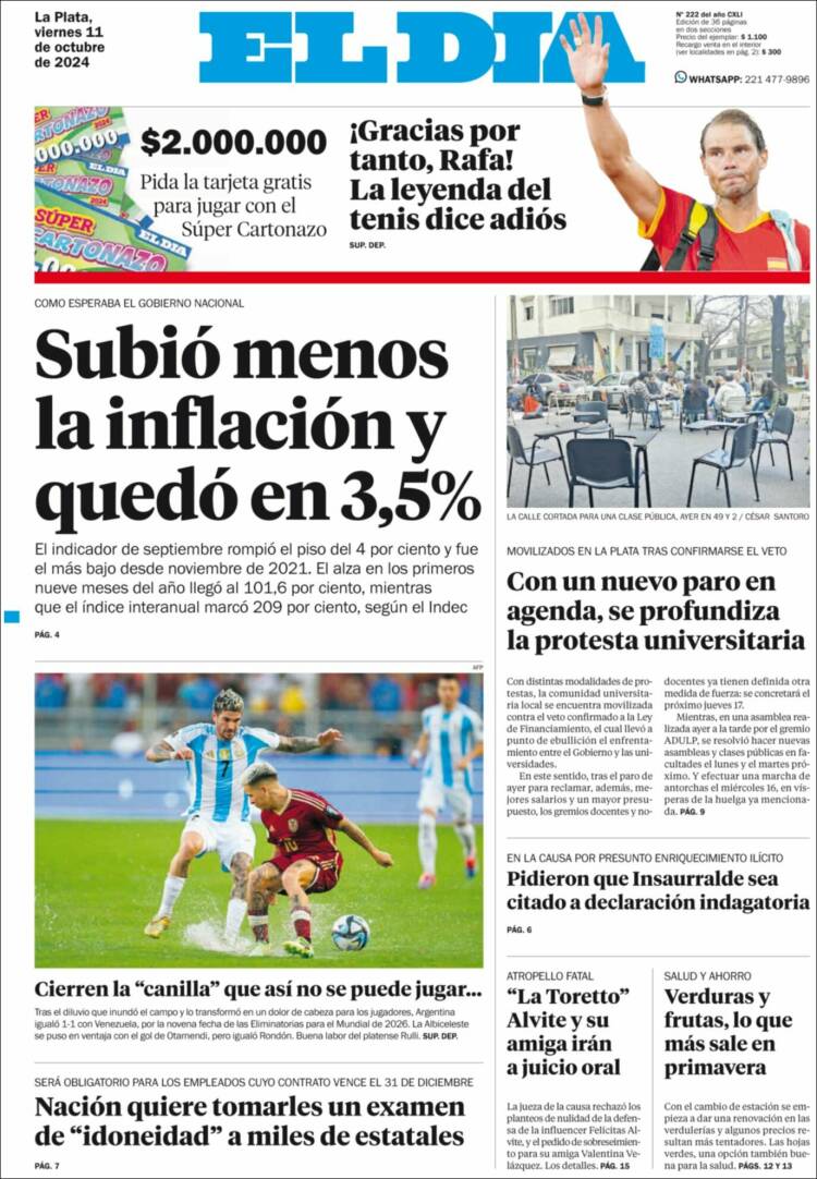 Portada de El Día de la Plata (Argentina)
