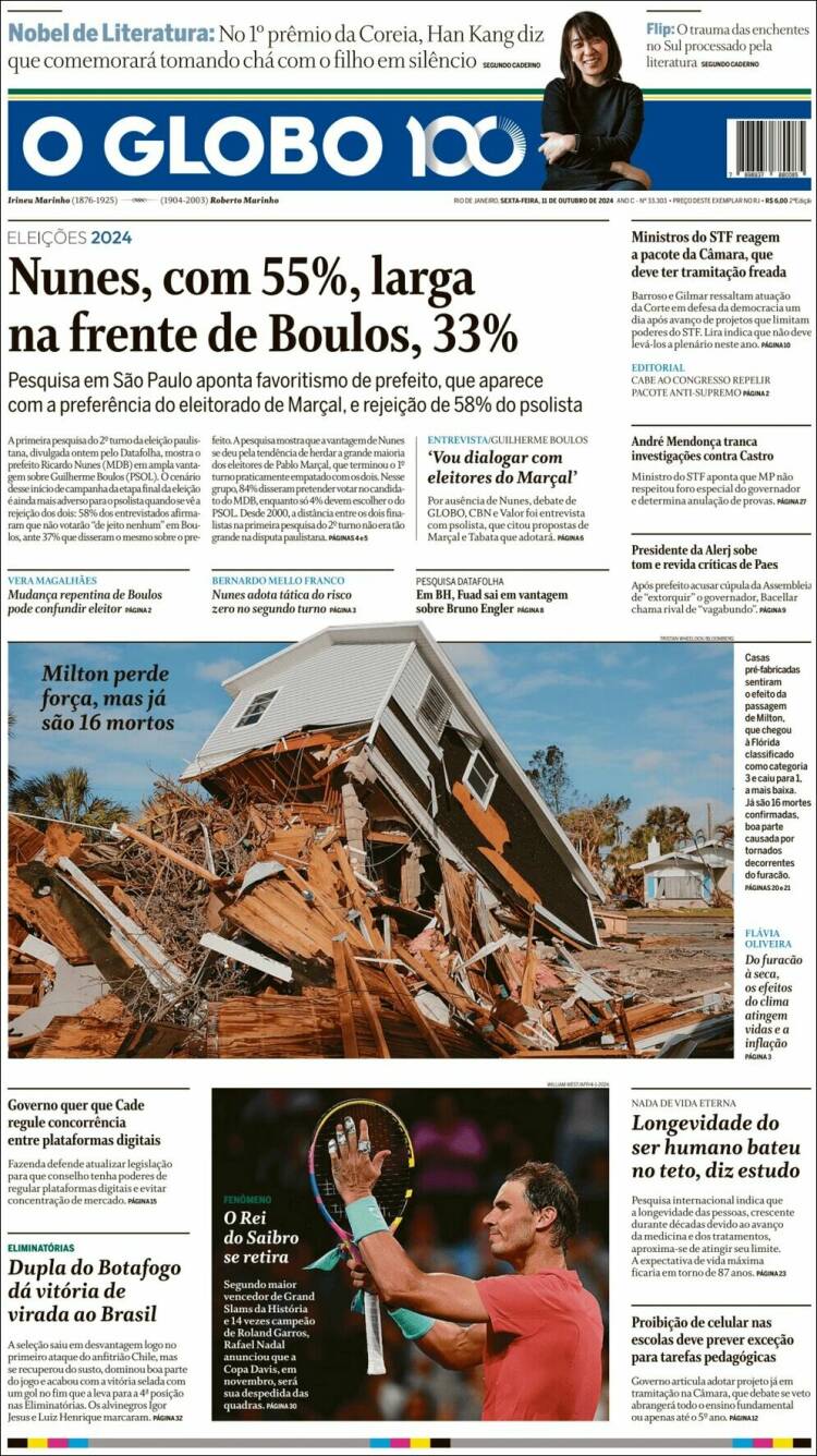 Portada de O Globo (Brasil)